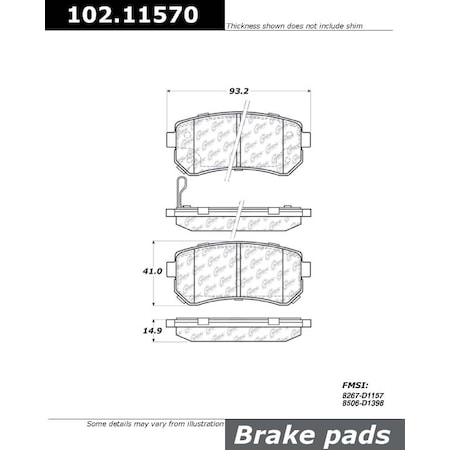 Centric Parts CTEK Brake Pads, 102.11570 102.11570